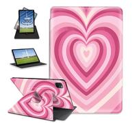 FQSXFIFN for Apple iPad Pro 12.9 Inch 2022/2021/2020 Case Rotating, Auto Wake Sleep Leather Case for Apple iPad Air 13 Inch 2024/2025, Pink Heart Folio Stand Table Cover for Woman Man
