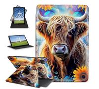 FQSXFIFN for Apple iPad Pro 12.9 Inch 2022/2021/2020 Case Rotating, Auto Wake Sleep Leather Case for Apple iPad Air 13 Inch 2024/2025, Cow Folio Stand Table Cover for Woman Man