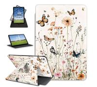 FQSXFIFN for Apple iPad Pro 13 Inch (2024) Case Rotating, Auto Wake Sleep Leather Tablet Case for Apple iPad Pro 13 Inch (2024), Wildflower Folio Stand Table Cover for Woman Man