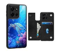 FQSXFIFN for Motorola Moto G Power 2025 Case Wallet, Flip Case for Moto G Power 2025/G Play 2025 with Double Magnetic Closure, Card Slots Kickstand, Shockproof Leather TPU Phone Cover Sea Turtles