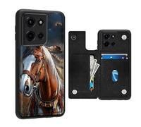 FQSXFIFN for Motorola Moto G Power 2025 Case Wallet, Flip Case for Moto G Power 2025/G Play 2025 with Double Magnetic Closure, Card Slots Kickstand, Shockproof Leather TPU Phone Cover War Horse