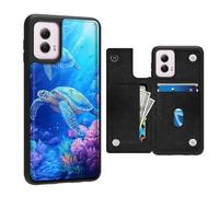 FQSXFIFN for Motorola Moto G Power 5G 2024 Case Wallet, Flip Case for Moto G Power 5G 2024 with Double Magnetic Closure, Card Slots Kickstand, Shockproof Leather TPU Phone Cover Sea Turtles