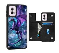 FQSXFIFN for Motorola Moto G Power 5G 2024 Case Wallet, Flip Case for Moto G Power 5G 2024 with Double Magnetic Closure, Card Slots Kickstand, Shockproof Leather TPU Phone Cover Purple Dragon Planet