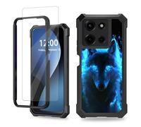 FQSXFIFN for Motorola Moto G Power 5G 2025 Case with Screen Protector, Phone Case for Moto G Power 5G 2025 Heavy Duty Military-Grade Shockproof, Glowing Wolf Phone Cover for Man Woman