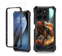 FQSXFIFN for Motorola Moto G Power 5G 2025 Case with Screen Protector, Phone Case for Moto G Power 5G 2025 Heavy Duty Military-Grade Shockproof, Demonic Wolf Phone Cover for Man Woman