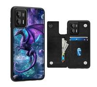 FQSXFIFN for Motorola Moto G Stylus 5G 2024 Case Wallet, Flip Case for Moto G Stylus 5G 2024 with Double Magnetic Closure, Card Slots Kickstand, Shockproof Leather TPU Phone Cover Purple Dragon Planet