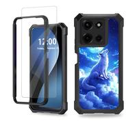 FQSXFIFN for Motorola Moto G Stylus 5G 2025 Case with Screen Protector, Phone Case for Moto G Stylus 5G 2025 Heavy Duty Military-Grade Shockproof, White Wolf Phone Cover for Man Woman