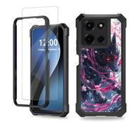 FQSXFIFN for Motorola Moto G Stylus 5G 2025 Case with Screen Protector, Phone Case for Moto G Stylus 5G 2025 Heavy Duty Military-Grade Shockproof, Black Wolf Phone Cover for Man Woman