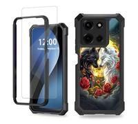FQSXFIFN for Motorola Moto G Stylus 5G 2025 Case with Screen Protector, Phone Case for Moto G Stylus 5G 2025 Heavy Duty Military-Grade Shockproof, Wolf Couple Phone Cover for Man Woman