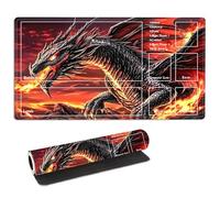 FQSXFIFN for MTG Playmat with Zones Storage Bag, for TCG Playmat and Playing Card Mat for Magic Board Games, Fire Dragon Non-Slip Stitched Edges Game Mat, Rollable Foldable Card Playmats