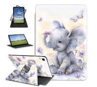 FQSXFIFN for Samsung Galaxy Tab A7 Lite 8.7'' 2021 Model Case Rotating, Auto Wake Sleep Leather Tablet Case for Galaxy Tab A7 Lite 8.7'' 2021, Elephant Butterflies Folio Stand Cover for Woman Man