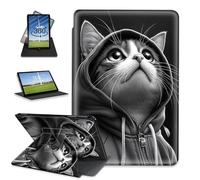FQSXFIFN for Samsung Galaxy Tab A8 2022 10.5 Inch Model Case Rotating, Auto Wake Sleep Leather Tablet Case for Galaxy Tab A8 2022 10.5'', Hoodie Cat Folio Stand Table Cover for Woman Man