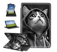 FQSXFIFN for Samsung Galaxy Tab A9 Case 8.7 Inch Rotating, Auto Wake Sleep Leather Tablet Case for Galaxy Tab A9, Hoodie Cat Folio Stand Table Cover for Woman Man
