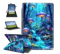 FQSXFIFN for Samsung Galaxy Tab A9 Case 8.7 Inch Rotating, Auto Wake Sleep Leather Tablet Case for Galaxy Tab A9, Glowing Mushrooms Folio Stand Table Cover for Woman Man