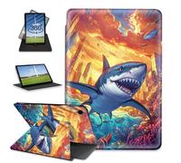FQSXFIFN for Samsung Galaxy Tab A9 Case 8.7 Inch Rotating, Auto Wake Sleep Leather Tablet Case for Galaxy Tab A9, Shark Folio Stand Table Cover for Woman Man