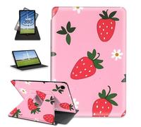 FQSXFIFN for Samsung Galaxy Tab A9 Plus Case 10.9-inch Rotating, Auto Wake Sleep for Samsung A9 Plus Tablet Cover, Leather Case for Galaxy Tab A9+, Strawberry Cover for Woman Man