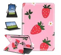 FQSXFIFN for Samsung Galaxy TAB S9 Plus/S9 FE Plus/S10 Plus Case 12.4inch Rotating, Auto Wake Sleep Leather Tablet Case for Galaxy Tab S9+, Strawberry Folio Stand Table Cover for Woman Man