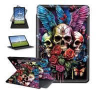 FQSXFIFN for Samsung Galaxy TAB S9 Plus/S9 FE Plus/S10 Plus Case 12.4inch Rotating, Auto Wake Sleep Leather Tablet Case for Galaxy Tab S9+, Winged Skulls Folio Stand Table Cover for Woman Man