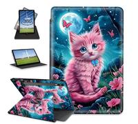 FQSXFIFN for Samsung Galaxy TAB S9 Plus/S9 FE Plus/S10 Plus Case 12.4inch Rotating, Auto Wake Sleep Leather Tablet Case for Galaxy Tab S9+, Pink Cat Folio Stand Table Cover for Woman Man