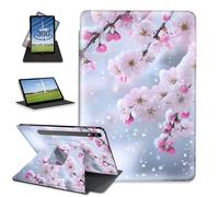 FQSXFIFN for Samsung Galaxy Tab S9 Ultra 2023 Case Rotating 14.6 Inch, Auto Wake Sleep Leather Tablet Case for Galaxy Tab S9 Ultra, Cherry Blossoms Folio Stand Table Cover for Woman Man