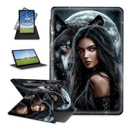 FQSXFIFN for Samsung Galaxy Tab S9 Ultra 2023 Case Rotating 14.6 Inch, Auto Wake Sleep Leather Tablet Case for Galaxy Tab S9 Ultra, Woman Wolf Folio Stand Table Cover for Woman Man