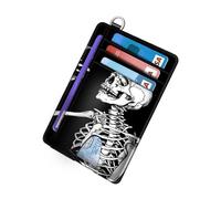 FQSXFIFN For Slim wallet,Minimalist wallet,Wallet for card,PU Leather Front Pocket Wallet,Rfid blocking,small wallet,card holder,card wallet,credit card holder for Women & Men, A Skeleton taking Phone