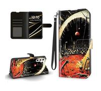 FQSXFIFN Wallet Case for Samsung Galaxy A54 5G Case, PU Leather Magnetic Closure Folio for Galaxy A54 5G Case with Magnetic Closure Card Slots, Extra-Terrestrial Shockproof Protective Phone Cover