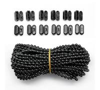 FQTANJU 10 Yards Black Plastic Roller Blind Bead Chain Cord with 12 PCS Connector Clips Replacement Repair Fittings Parts for Vertical Shades Roman Shades Roller Shade Blind