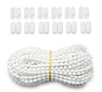 FQTANJU 10 Yards White Roller Blind Bead Chain Cord with 12 PCS of Connectors for Roman Venetian Honeycomb Vertical Shade Blind Cord for Roller Blind Replacement Parts Repair Fittings
