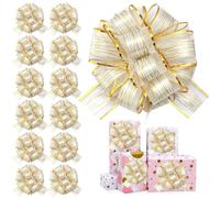 FQTANJU 22 Pieces 6 Inches Pull Bow Wrapping Pull Bow Ribbon Pull Bows for Christmas Wedding Valentine's Day Present Wrapping Decoration, Multicolor Gift Baskets Bow (White)