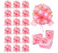 FQTANJU 22 Pieces 6 Inches Pull Bow Wrapping Pull Bow Ribbon Pull Bows for Christmas Wedding Valentine's Day Present Wrapping Decoration, Multicolor Gift Baskets Bow (Pink)