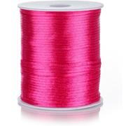 FQTANJU 2mm Nylon Satin Cord, 100 Yards String for Bracelet Jewelry Making, Silky Rattail Macrame Trim, Necklace Bulk Beading Thread, Kumihimo Chinese Knot Craft (Hot Pink)