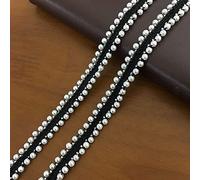 FQTANJU 5 Yard Pearls Lace Ribbon Applique Pearl Fringe for Wedding Applique Party Black