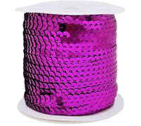FQTANJU Purple 6mm Crafts Round Flat Sequin Strip Trim on Strings for Crafts, Fringe, and Sewing; 100 Yard Roll