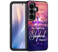 FQTBCEARI Case for Samsung Galaxy S26 Plus/ S25 Plus/ S24 Plus 6.7 inch, Military Grade Heavy Duty 3-Layer Shockproof Drop Full-Body Protective Phone Cover, Holy Cross Quote Bible Verse Psalm 23:1