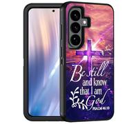 FQTBCEARI Case for Samsung Galaxy S26 Plus/ S25 Plus/ S24 Plus 6.7 inch, Military Grade Heavy Duty 3-Layer Shockproof Drop Full-Body Protective Cover, Holy Cross Quote Bible Verse Psalm 46:10