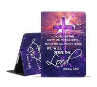 FQTBCEARI Case for Samsung Galaxy Tab S10 Lite/ S10 FE/ S9 FE 10.9 Inch/ S9 11 Inch, Slim PU Leather Cover, Adjustable Stand with Auto Wake/Sleep Case, Holy Cross Quote Bible Verse Joshua 24:15
