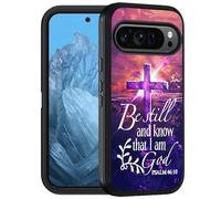 FQTBCEARI Designed Case for Google Pixel 10/10 Pro & Pixel 9/9 Pro, Military Grade Heavy Duty 3-Layer Shockproof Drop Full-Body Protective Phone Cover, Holy Cross Quote Bible Verse Psalm 46:10