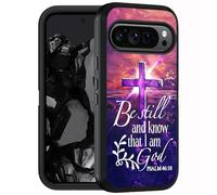 FQTBCEARI Designed Case for Google Pixel 10 Pro XL/Google Pixel 9 Pro XL, Military Grade Heavy Duty 3-Layer Shockproof Drop Full-Body Protective Phone Cover, Cross Quote Bible Verse Psalm 46:10
