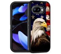 FQTBCEARI Designed for Google Pixel 10a Case, Military Grade Heavy Duty 3-Layer Shockproof Drop Full-Body Protective Phone Cover for Google Pixel 10a (2026) - Patriotic American Flag Bald Eagle