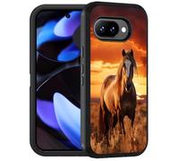 FQTBCEARI Designed for Google Pixel 10a Case, Military Grade Heavy Duty 3-Layer Shockproof Drop Full-Body Protective Phone Cover for Google Pixel 10a (2026), Sunset Horse