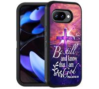 FQTBCEARI Designed for Google Pixel 10a Case, Military Grade Heavy Duty 3-Layer Shockproof Drop Full-Body Protective Cover for Google Pixel 10a (2026), Holy Cross Quote Bible Verse Psalm 46:10