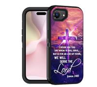 FQTBCEARI Designed for iPhone 16e Case, Military Grade Heavy Duty 3-Layer Shockproof Drop Full-Body Protective Phone Cover for iPhone 16e 2025 6.1", Holy Cross Quote Bible Verse Joshua 24:15