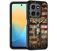 FQTBCEARI Designed for Moto G Stylus 5G 2025 Case, Military Grade Heavy Duty 3-Layer Shockproof Full-Body Protective Cover for Motorola Moto G Stylus 5G 2025, American Flag Cross Jesus