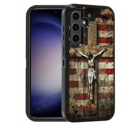 FQTBCEARI Designed for Samsung Galaxy A36 Case, Military Grade Heavy Duty 3-Layer Shockproof Full-Body Protective Cover for Samsung Galaxy A36 5G (6.7", 2025), American Flag Cross Jesus