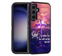 FQTBCEARI Designed for Samsung Galaxy S25 FE Case, Military Grade Heavy Duty 3-Layer Shockproof Full-Body Protective Cover for Samsung Galaxy S25 FE 5G 6.7", Cross Quote Bible Verses Psalm 46:5