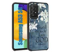 FQTBCEARI for Galaxy A53 5G Case, 2 in 1 Hybrid Hard PC & Soft Silicone Heavy Duty Dual Layer Shockproof Full-Body Protection Case for Samsung Galaxy A53 5G - Quote Bible Verse Psalm 46:10