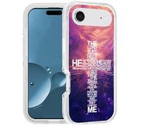 FQTBCEARI for iPhone 17 Air Case, [Military Grade] Heavy Duty 3-Layer Transparent Shockproof Drop Full-Body Protective Phone Cover for iPhone 17 Air 6.6" - God Jesus Christian Cross