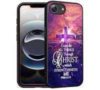 FQTBCEARI for iPhone 17e Case & iPhone 16e Case, Slim Silicone Cover with [Soft Anti-Scratch Microfiber Lining] Shockproof Phone Cover for iPhone 17e & 16e 6.1", Cross Quote Bible Verses Phil 4-13