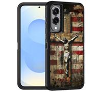 FQTBCEARI for Samsung Galaxy S25 Edge Case, Military Grade Heavy Duty 3-Layer Shockproof Full-Body Protective Cover for Samsung Galaxy S25 Edge 5G (6.7", 2025), American Flag Cross Jesus